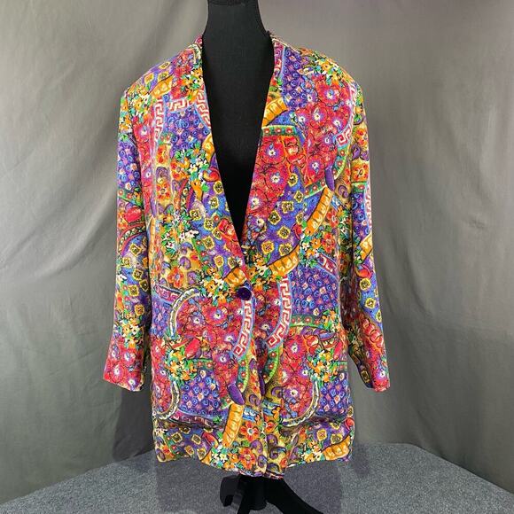 Diane von Furstenberg Jackets & Blazers - Vintage Diane Von Furstenberg Women’s 10 100% Silk Bohemian Floral Patchwork